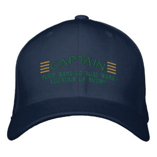 CAPTAIN Stripes Customizable Your Name Boat Local Embroidered Hat