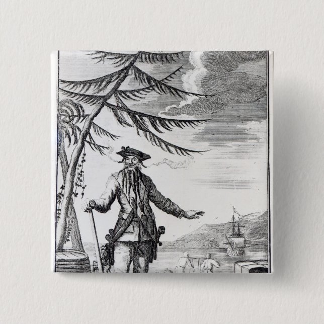 Captain Teach, commonly called Blackbeard 2 Inch Square Button (Front)