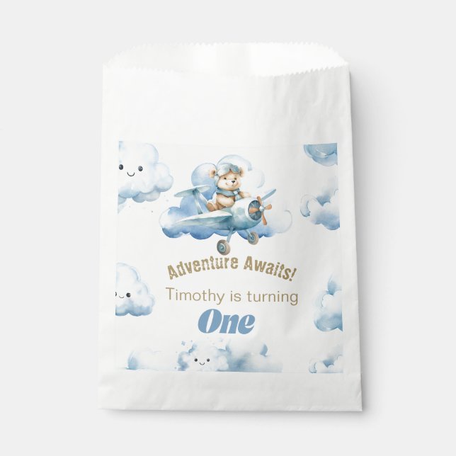 Captain Teddy's 1st Birthday Expedition Favour Bag (Front)