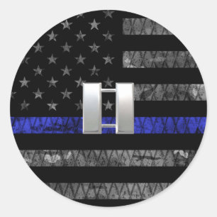 Captain Thin Blue Line Distressed Flag Classic Round Sticker