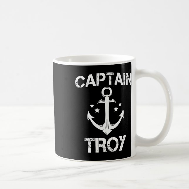 Captain Troy Funny Birthday Personalized Name Boat Coffee Mug (Right)