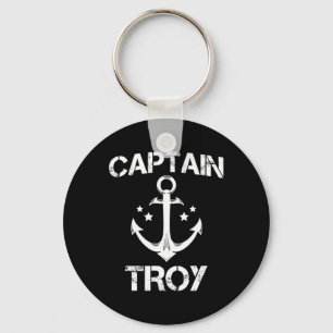 Captain Troy Funny Birthday Personalized Name Boat Keychain