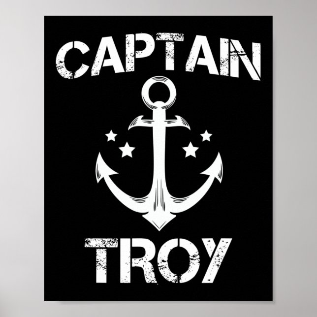Captain Troy Funny Birthday Personalized Name Boat Poster (Front)