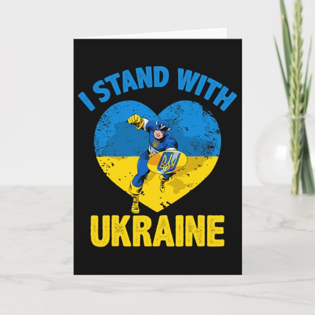 Captain Ukraine Support Ukrainian Flag I Stand Wit Card (Front)