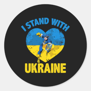 Captain Ukraine Support Ukrainian Flag I Stand Wit Classic Round Sticker
