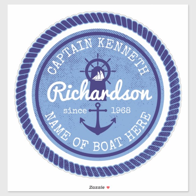 Captain Vintage Nautical Rope Anchor Helm Boat (Sheet)