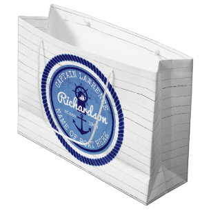 Captain Vintage Nautical Rope Anchor Helm Boat Large Gift Bag