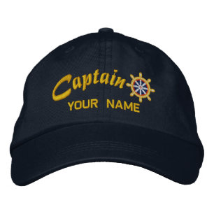 CAPTAIN Wheel Customizable Your Name Vessel Embroidered Hat