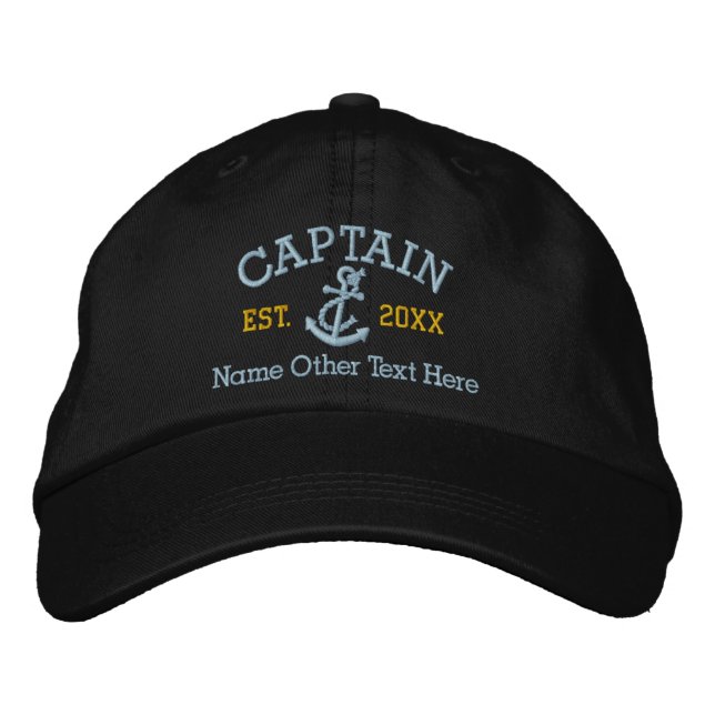 Captain With Anchor Personalized Embroidered Hat (Front)