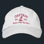 Captain With Anchor Personalized Embroidered Hat<br><div class="desc">Embroidered Captain cap .. ideal for sailors .. captain and rope and anchor personalized cap from Ricaso</div>