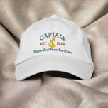 Captain With Anchor Personalized Embroidered Hat<br><div class="desc">Embroidered Captain cap .. ideal for sailors .. First Mate and rope and anchor personalized cap from Ricaso</div>