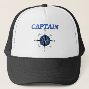 Captain with Blue Compass Rose Trucker Hat