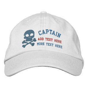 Captain With Skull And Cross Bones customizable Embroidered Hat