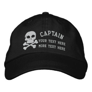 Captain With Skull And Cross Bones customizable Embroidered Hat