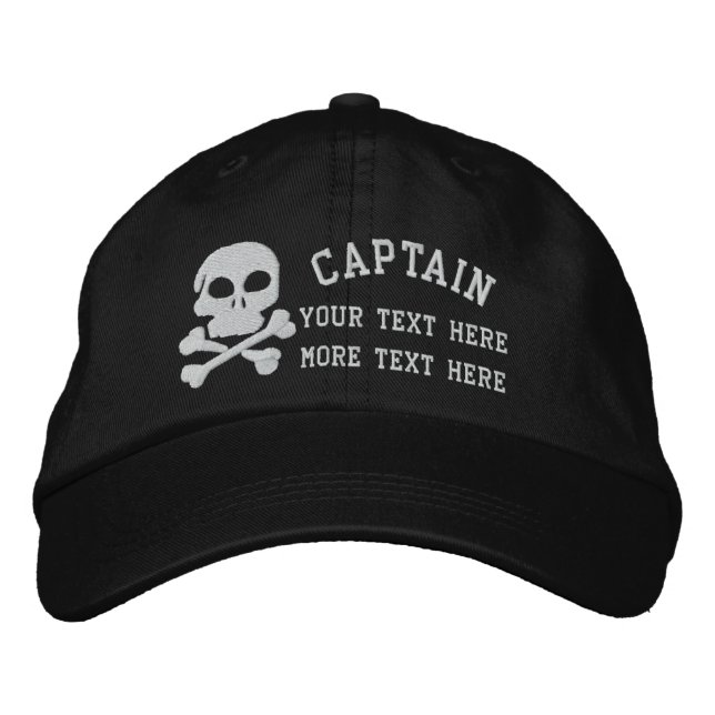Captain With Skull And Cross Bones customizable Embroidered Hat (Front)