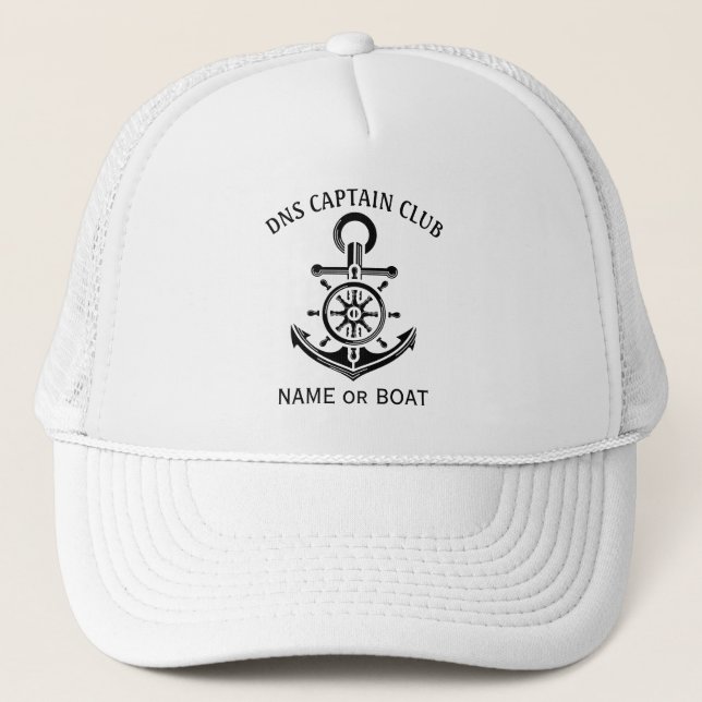 Captain Your Boat Name  Trucker Hat (Front)