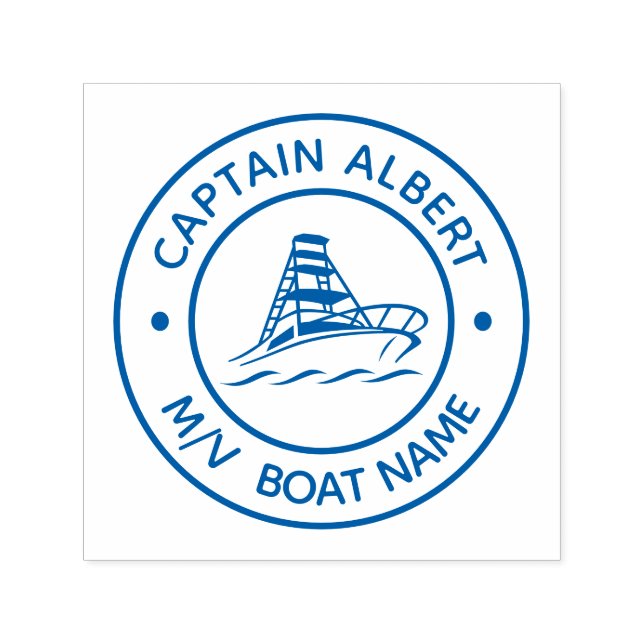 Captain Your Name Motor Boat Self Inking Stamp (Design)