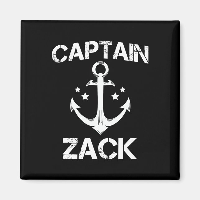 Captain Zack Funny Birthday Personalized Name Boat Magnet (Front)