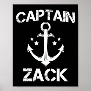 Captain Zack Funny Birthday Personalized Name Boat Poster