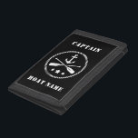 Captains Anchor & Oars Your Name or Boat Name Trifold Wallet<br><div class="desc">Captains Anchor & Oars With Your Custom Name or Boat Name On This Durable Nylon Trifold Wallet. Choose your background and border colour to match your style. The Perfect gift for fathers day,  birthday or any occasion. Also makes a great conversation piece while protecting your valuables.</div>