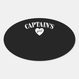 Captains Girl T Cute Boat Military Pilot Team Oval Sticker