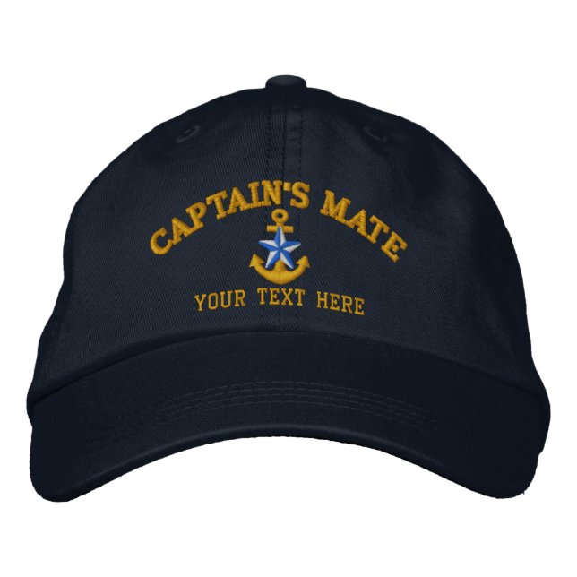 Captain's Mate Star Anchor Easily Personalized Embroidered Hat (Front)