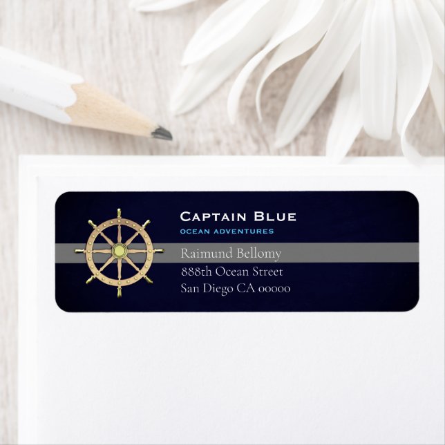 Captains Ship Wheel Return Address Labels (Insitu)