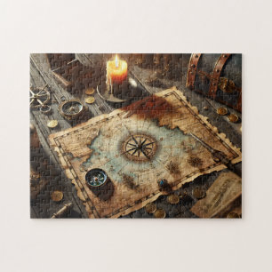 Captain's Treasure Map Nautical Adventure Decor Jigsaw Puzzle