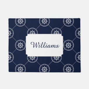 Captain's Wheel Pattern Add Your Name Doormat