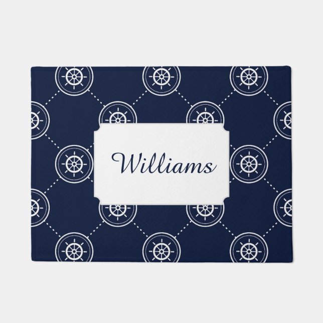 Captain's Wheel Pattern | Add Your Name Doormat (Front)