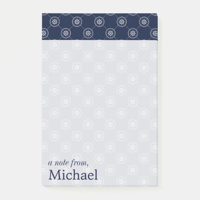 Captain's Wheel Pattern | Add Your Name Post-it Notes (Front)
