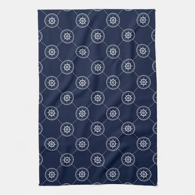 Captain'S Wheel Pattern Kitchen Towel (Vertical)