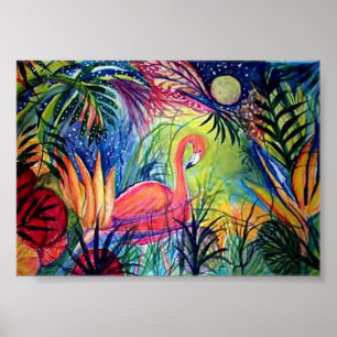 Captiva Flamingo Midnight Poster