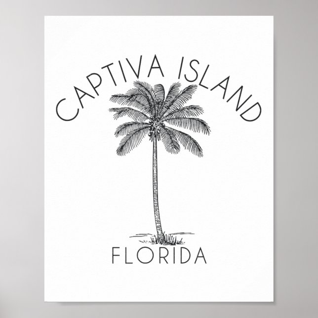 Captiva Island Beach Design Palm Tree Illustration Poster (Front)