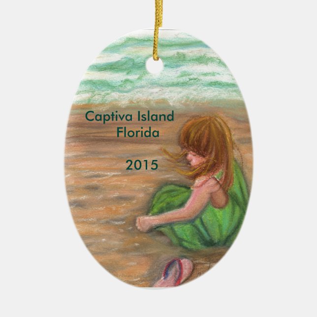 Captiva Island Florida Art Ceramic Ornament (Front)
