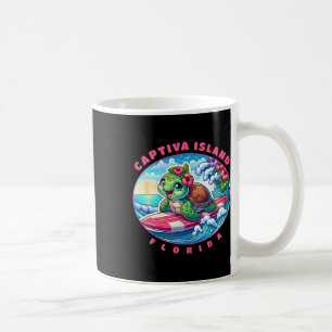 Captiva Island Florida Cute Surfing Girl Sea Turtl Coffee Mug