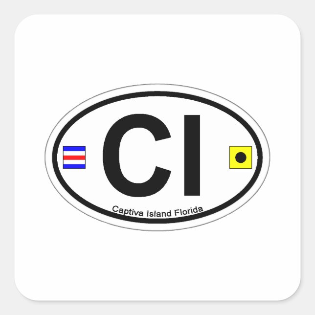 Captiva Island - Oval. Square Sticker (Front)