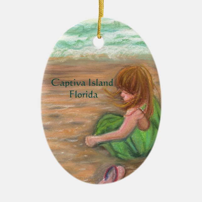 Captiva Island Princess Florida Art Ceramic Ornament (Front)