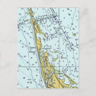 Captiva Island vintage nautical map Postcard