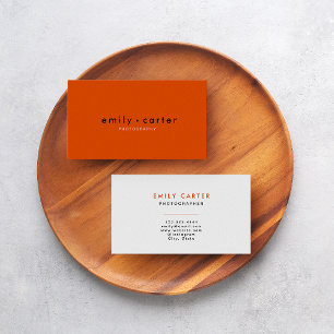 Captivate with Minimalist Chic: Trendy Orange Business Card