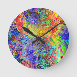 Captivateing Colorful Spirals Round Clock