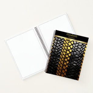 Captivating black and gold snake skin detail notebook