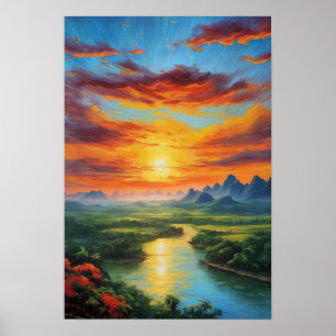 Captivating Crimson Sunset Poster