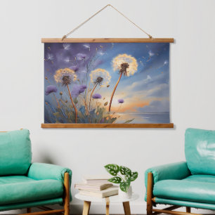 Captivating Dandelions in Nightsky AI Art Painting Hanging Tapestry