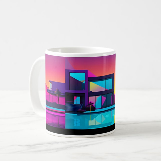 Captivating Illustration of a Building in Pop Art  Coffee Mug (Front Left)