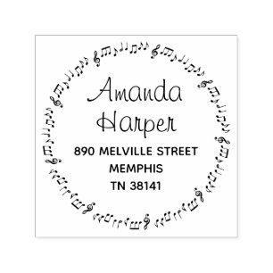 Captivating Inspired by Music Round Return Address Self-inking Stamp
