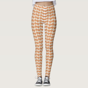 Captivating Orange and White Squares Background  Leggings