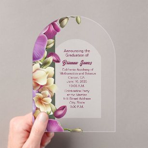 Captivating Orchids Acrylic Graduation Invitation