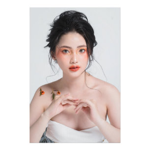 Captivating Portrait of Young Woman with Artistic  Photo Print