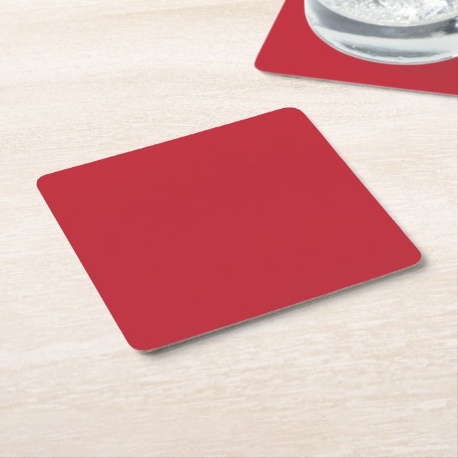 Captivating Red Background White Border Design Square Paper Coaster (Angled)